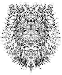coloriage zen lion animaux difficile humain