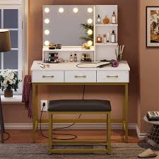 Makeup Vanity Desk Set With Mirror