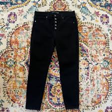 Veronica Beard Womens Debbie Button Fly High Rise Skinny Jeans Size 14 Black