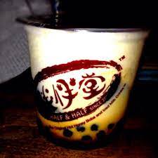 Iced Milk Drink With Coffee Jelly And Honey Boba Half And Half Tea House Ice Milk Honey Boba Coffee Jelly