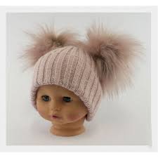 Baby Rose Gold Double Pom Pom Hat 0 6 Months