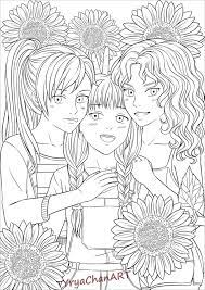 filles et fleurs manga 3 pages de coloriage pdf pret a etsy page fille pom-pom girl zombie