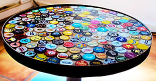 Use the ruler to see how tall you want your chair to be, so you can see how far you want to put in the second bottle. Diy Beer Bottle Cap Table