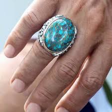 Men Gemstone Ring Large Turquoise Sterling Silver 12k Rose Etsy Turquoise Sterling Silver Turquoise Gemstone Rings