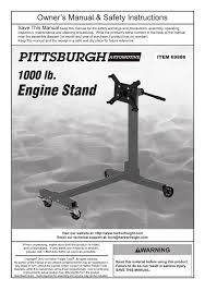 Knowledgeable staff can help get the right parts, fast,. Pittsburgh Automotive 1000 Lb Capacity Engine Stand 69886 Owner S Manual Manualzz