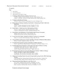 Business Education Innovation Journal Contents