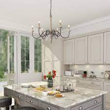 This french country kitchen spotted on mcgee and co. Farmhouse 6 Light Persian White French Country Chandelier Rustic Wood Island Lighting For Kitchen D37 H28 Overstock 25454915