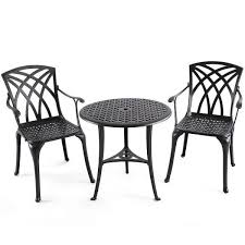 Nuu Garden 3 Piece Aluminum Outdoor Patio Bistro Set Scd001 01 01 The Home Depot Wood Patio Furniture Iron Patio Furniture Patio Furnishings