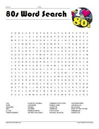 Birthday Celebration Word Search Answers Free Printable 80s Word Search Puzzle 80s Theme Party 80s Birthday Parties Decade Party