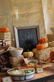 Whip up an easy dinner party dish—chili, pasta—and screen a movie afterwards. Fun For A Fall Get Together A Chili Bar Cute Decorations Too Via Kara S Party Fall Birthday Parties
