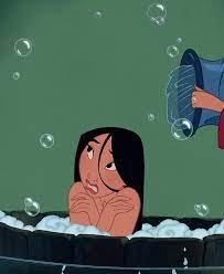 Mulan's plentiful posterior and bulbous belly were crammed tight into the circular wooden tub. Be A Pirate Or Die Stansbizzle Mulan 1998 Mulan Disney Disney Aesthetic Disney Cartoons