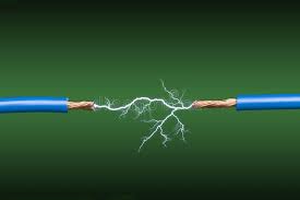 Electrical Arc An Electrical Arc Crossing Two Blue Copper Wires On A Green And Spon Crossing Blue Electrical Electrica Electricity Electrician Arc