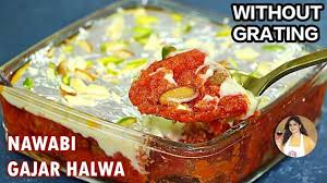 Nawabi Gajar Halwa Recipe With Rabdi Carrot Halwa Without Grating Youtube In 2021 Recipes Carrots Gajar Ka Halwa