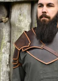 Leather Collar Armour Arnulf, brown, Leather Gorget, LARP, Cosplay