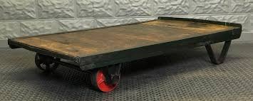See the detailed gallery here. Antique Industrial Factory Cart Coffee Table Old School Warehouse