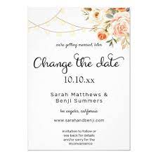 Blush Peach Floral Lights Change The Date Invitation Zazzle Com Printable Wedding Invitations Vintage Floral Wedding Invitations Wedding Invitations Rustic