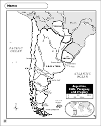 Square vara of argentina, paraguay, uruguay. Argentina Chile Paraguay And Uruguay Map Printable Maps Skills Sheets