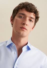 Men Regular Business shirt Uni light blue