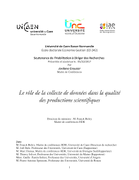 Maybe you would like to learn more about one of these? Pdf Le Role De La Collecte De Donnees Dans La Qualite Des Productions Scientifiques