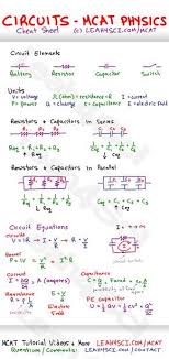 Circuits In Mcat Physics Study Guide Cheat Sheet Jpg 1 069 2 258 Pixels Physics And Mathematics Mcat Study Mcat