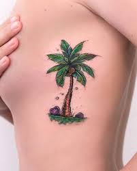 Rib Palm Tree Colorful Tattoo Sexytattoos Tree Tattoo Color Palm Tree Tattoo Tattoos For Guys