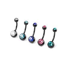 14g Crystal Belly Ring In Black Setting Set Of 5 Belly Rings Belly Jewelry Belly Piercing Jewelry