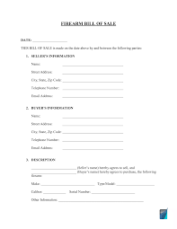 Free Firearm Bill Of Sale Form | Formspal