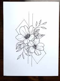 Align them to center and make sure they fit together like in the image. Geometric Flower Sharpie Pen Drawing Framed Wall Art Tattoo Geometric Flower Sharpie Art Pen Drawing