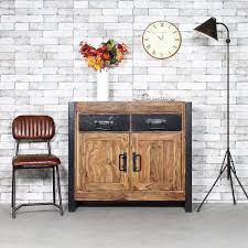 Buffet Industriel 2 Portes Bois 2 Tiroirs Metal Buffet Industriel Buffet Salle A Manger Buffet