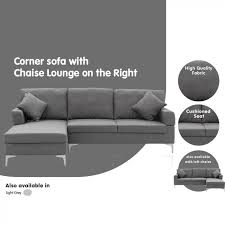 4.5 out of 5 stars 2. Chelsea Sectional Corner Sofa With Pillows And Chaise Right By Sarantino Dark Grey