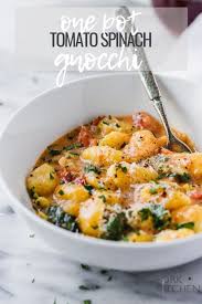 One Pot Creamy Tomato Spinach Gnocchi Fork In The Kitchen Recipe In 2020 Vegetarian Recipes Dinner Tasty Vegetarian Recipes Vegetarian Dinners