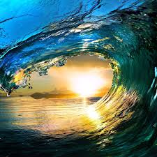 Amaryllis flower wall art printed on free floating tempered glass. Cortesi Home The Language Of Waves Tempered Glass Wall Art 24 X 24 Blue Sunset Wallpaper Glass Wall Art Ocean Waves