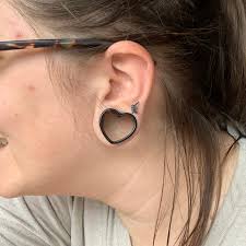 Night Love Black Acrylic Heart Shaped Tunnels for Stretched Ears