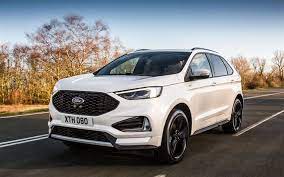Download Wallpapers Ford Edge St Line 4k Road 2018 Cars White Edge Ford Besthqwallpapers Com Ford Edge Ford Fusion Ford Mondeo