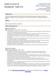 Adjunct Lecturer Resume Samples Qwikresume