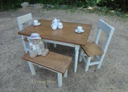 A Child Size Farm Table Chair And Bench Set Made By Our 13 Year Old Son The Top Is Circular Sawn Kids Table And Chairs Childrens Table Shaker Style Furniture