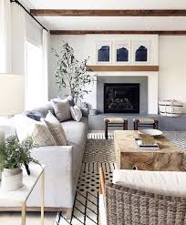 Neutral Family Room With Moroccan Rug Beautiful Modern Traditional Fireplace W Farm House Living Room Modern Farmhouse Living Room Farmhouse Decor Living Room