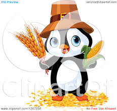 Thanksgiving and penguins i'm not advocating a new dish for the family, just mashing up the american holiday with comments on microsoft's latest attempt to sink the penguin, otherwise known as linux. Clipart Of A Cute Thanksgiving Pilgrim Penguin With Harvest Wheat And Corn Royalty Free Vector Illustration By Pushkin 1267236
