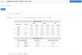 Cs Cart Size Charts Cart Power Add On