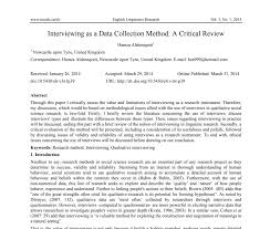 Interviewing As A Data Collection Method A Critical Review Data Collection Intercultural Communication Linguistics