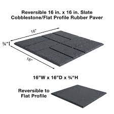 Envirotile Reversible 16 In X 16 In X 0 75 In Slate Brick Face Flat Profile Rubber Paver Mt5001608cm The Home Depot In 2021 Rubber Paver Brick Face Rubber Tiles
