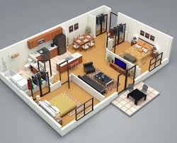 3d Floor Plan 2 Bed Small House Plans 3d Home Design Tiny House Design