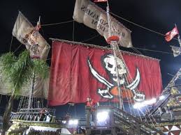 pirate ship and one end zone of raymond james stadium we