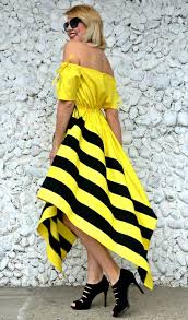 Black And Yellow Striped Dress Women Dress Summer Dress For Women Sun Dress Summer Striped Etsy In 2020 Striped Dress Summer Summer Dresses African Print Fashion Dresses