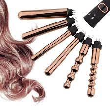 Gold Curling Iron Wand Salon Professional 5 In 1 Ceramic Waver Hair Curler Set Curl Machine Automatic Curling Wand Set Hair Curlers Waver Hair Rose Gold Curls