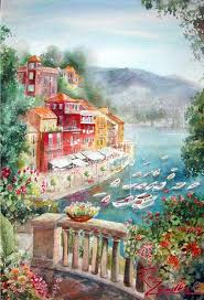 Portofino 1 Watercolor Painting By Rita Zaudke Watercolor Landscape Beautiful Art Italian Paintings