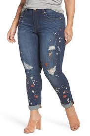 Melissa Mccarthy Seven7 Paint Splatter Stretch Skinny Jeans Plus Size Nordstrom Rack