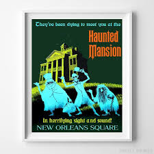 Transform your front door, a room in your house or a haunted house with our hard latex wall decor items. Disneyland Poster Haunted Mansion Attraction Disney World Decor Unframed Kunst Antiquitaten Kunst