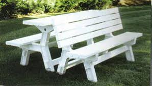 Amish Vinyl White Convertible Picnic Table And Benches Outdoor Wood Furniture Picnic Table Poly Outdoor Furniture