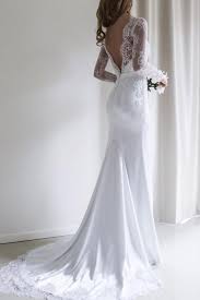 Elegant Lace Long Sleeves Sweep Train White Mermaid Wedding Dress Oka46 Long Sleeve Wedding Dress Lace Long Wedding Dresses Wedding Dress Sleeves